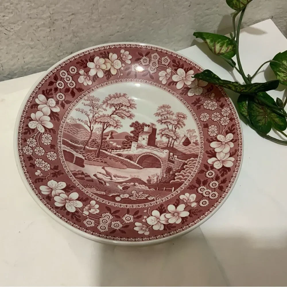 SPODE SALAD BOWL 9” Pink Tower Design C.1814 V England G15